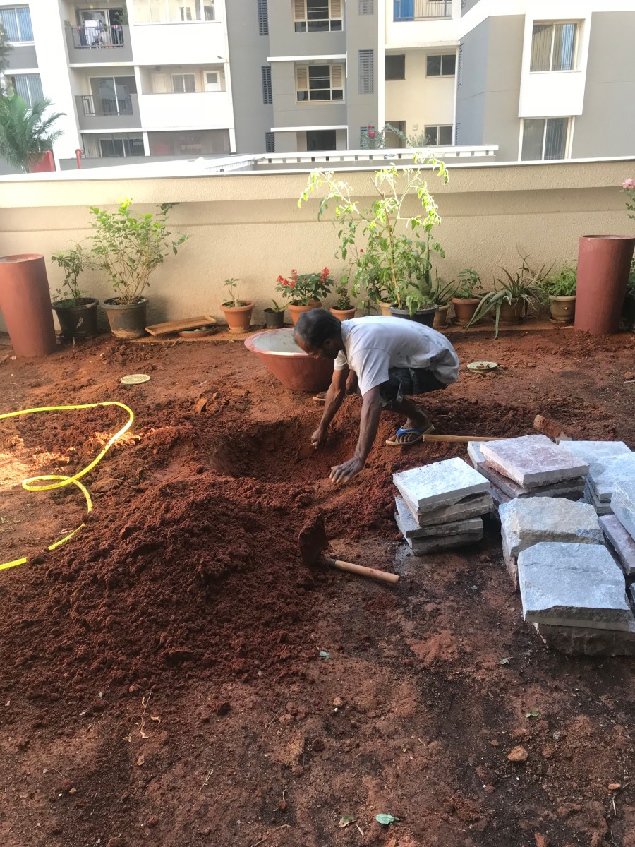 Digging for the lilly pond